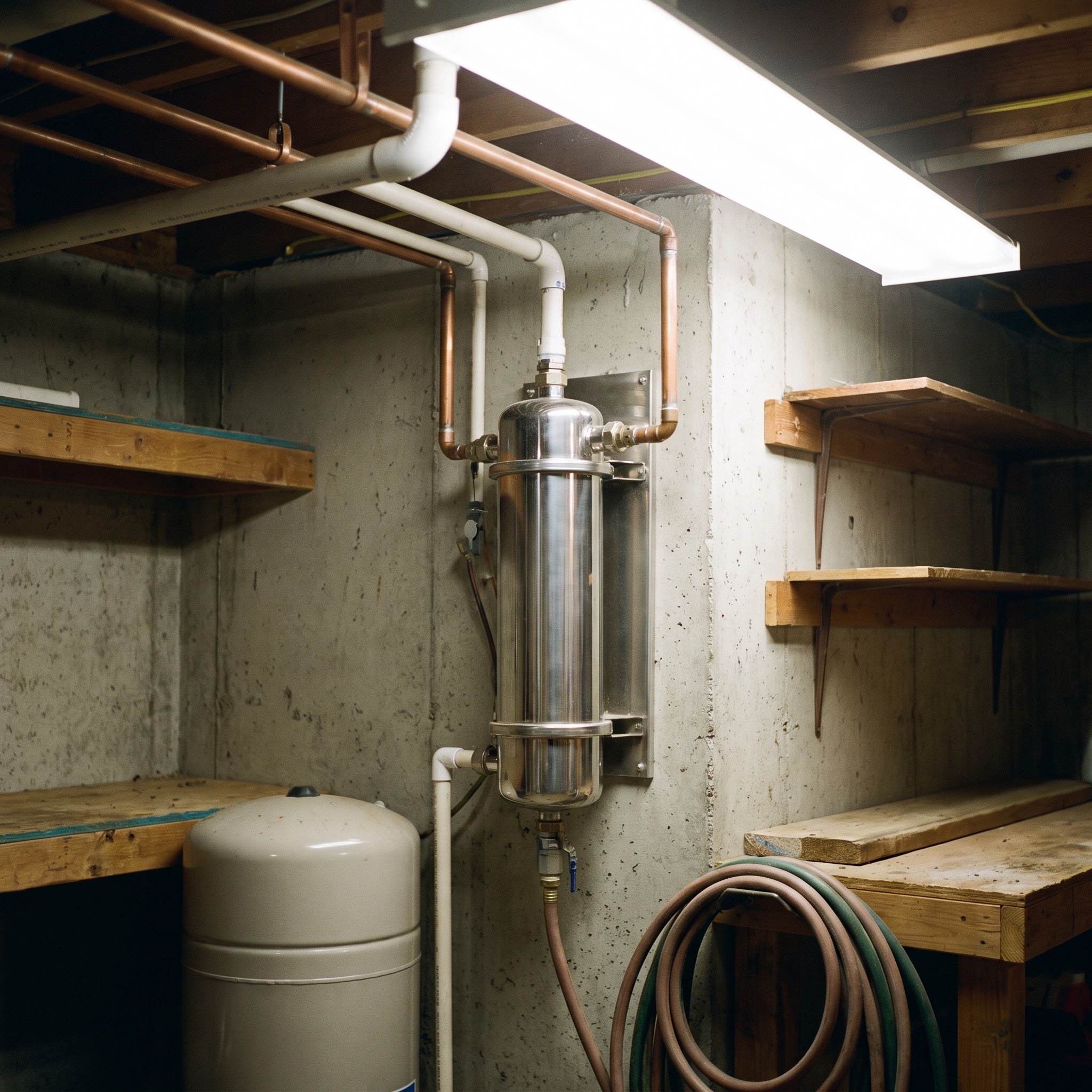 Well Water UV Disinfection in Colorado UV water disinfection system installed on the water line in a Colorado rural home basement